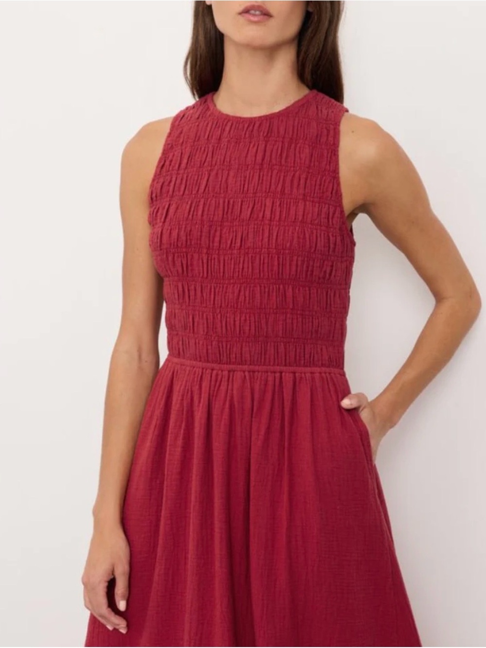 Sleeveless Smocked Maxi Dress in Poppi Red - Picture 5 of 10